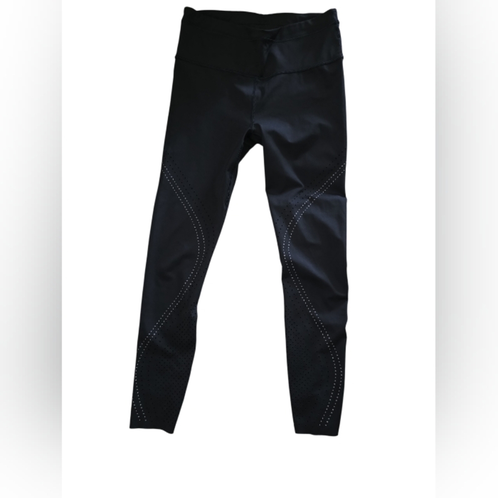 Athleta Black Leggings with Metallic Details